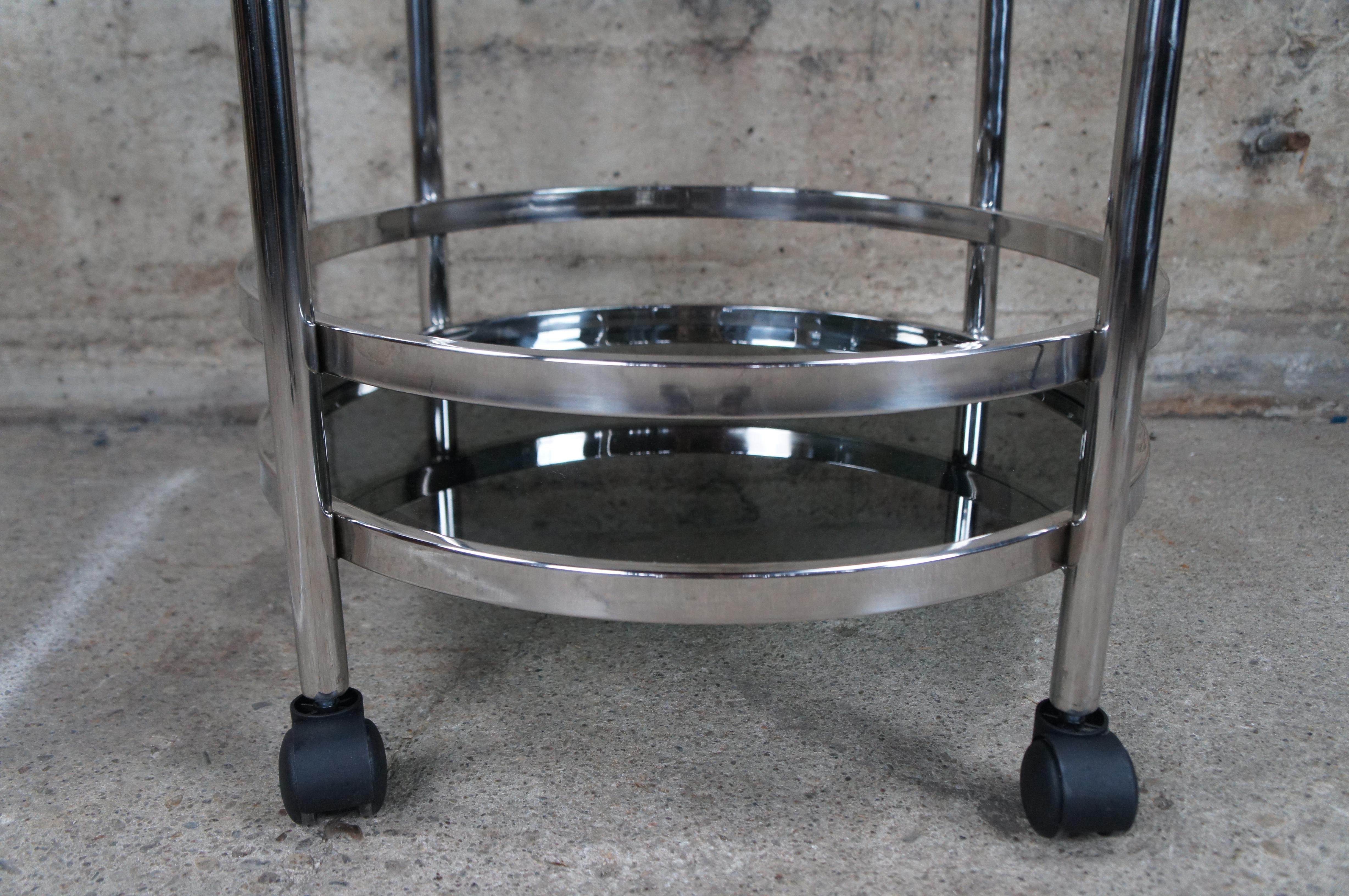 Casa Padrino Art Deco Style Stainless Steel Smoked Glass Bar Cart Trolley Drybar 2