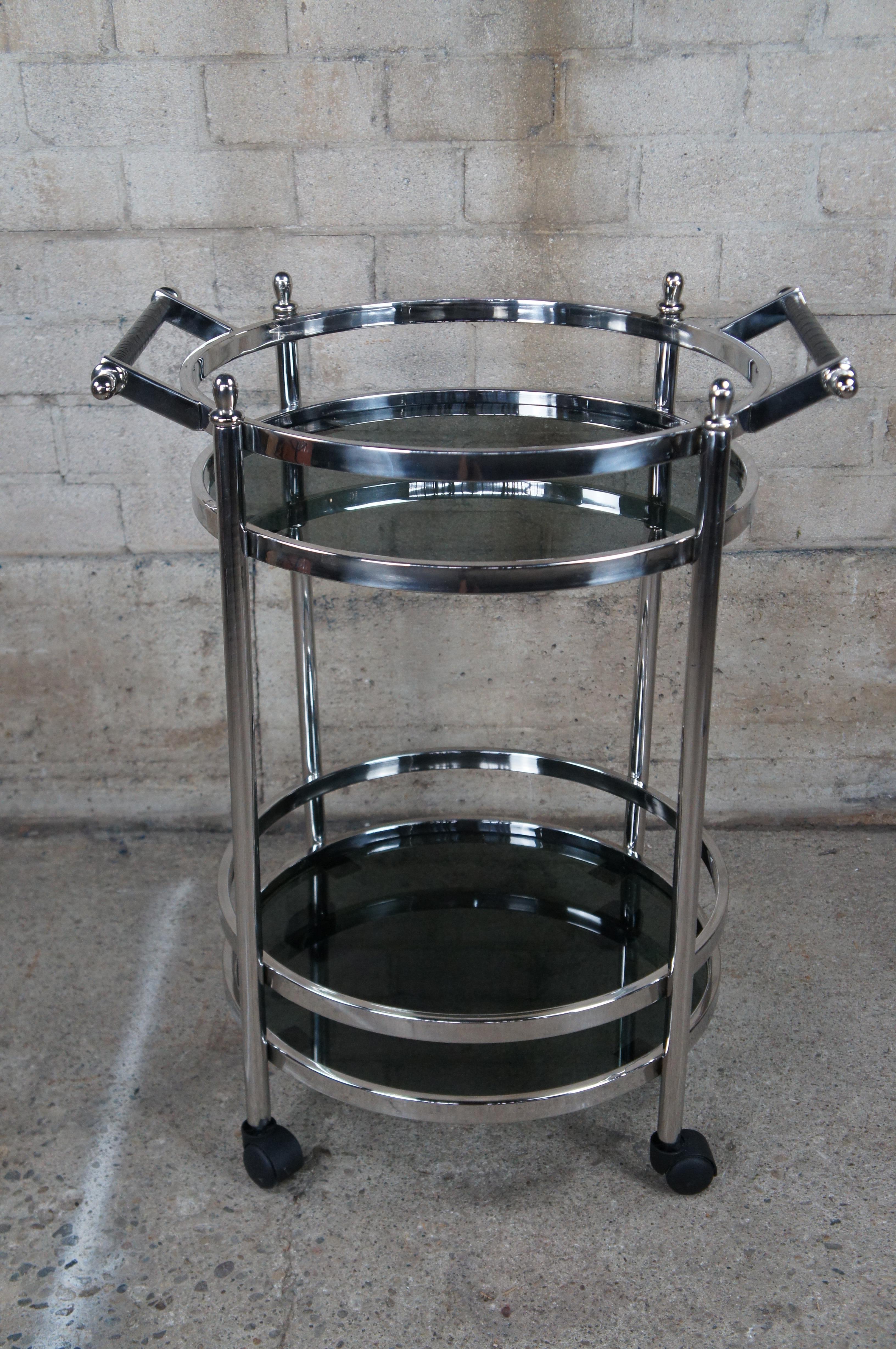Casa Padrino Art Deco Style Stainless Steel Smoked Glass Bar Cart Trolley Drybar 4