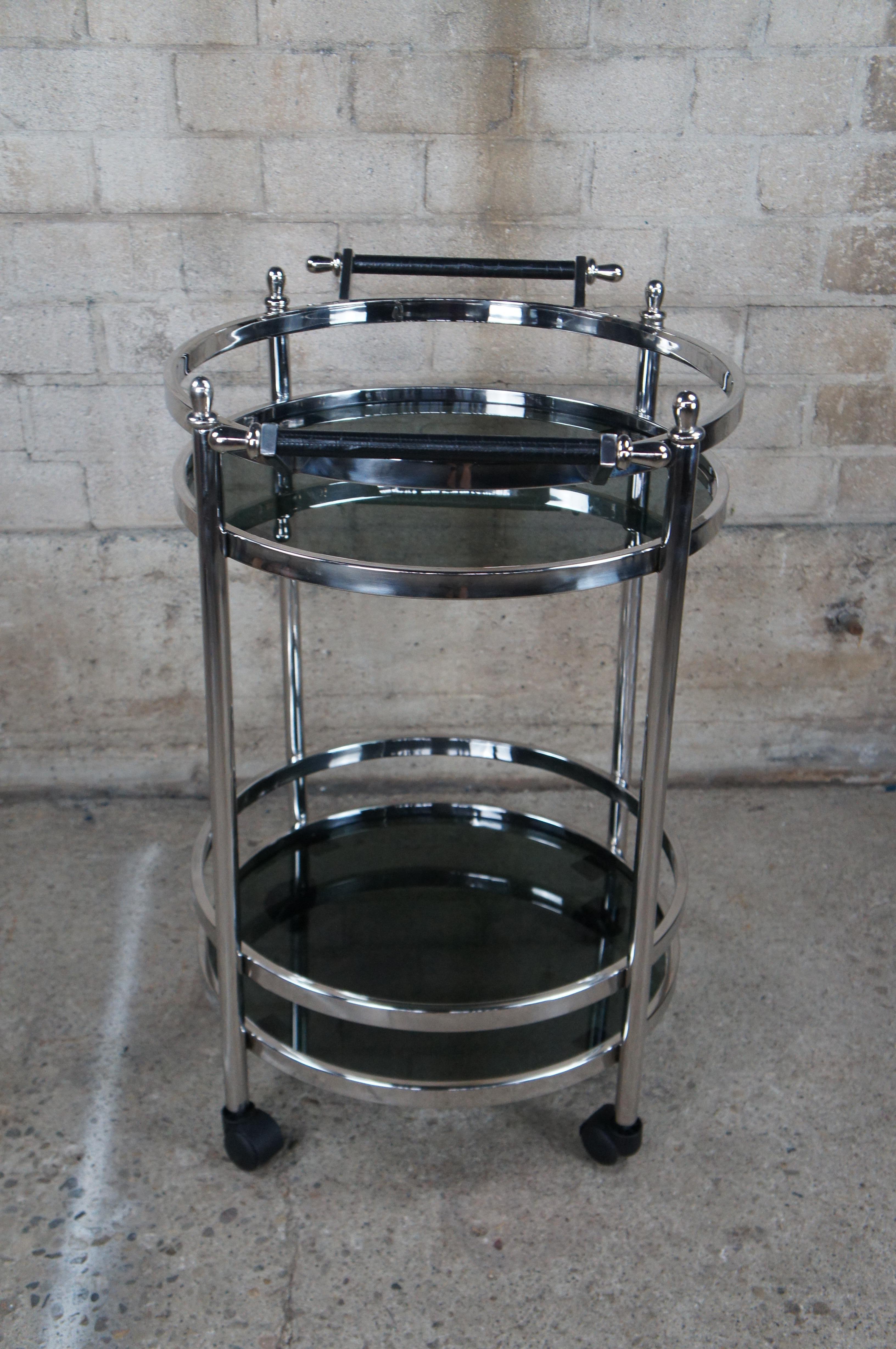 Casa Padrino Art Deco Style Stainless Steel Smoked Glass Bar Cart Trolley Drybar 5