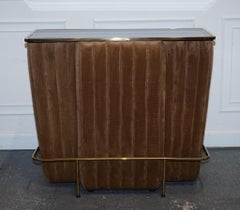 CASA PADRINO LUXURY BROWN VELVET & GOLD BAR CABiNET SMOKED GLASS RRP 2500
