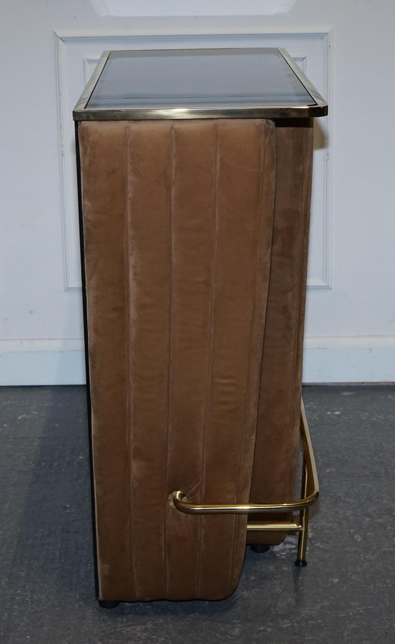 CASA PADRINO LUXURY VELVET MARRON Y ORO BAR CABiNET VIDRIO AHUMADO RRP 2500 Hecho a mano