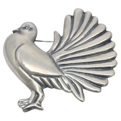 Casa Prieto Mexico Sterling Silver Peacock Bird Pin/Brooch #24718