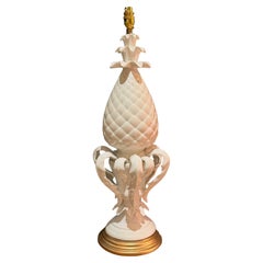 Casa Pupo Grande lampada ad ananas in ceramica smaltata spagnola con base in Wood Wood dorato, anni '60