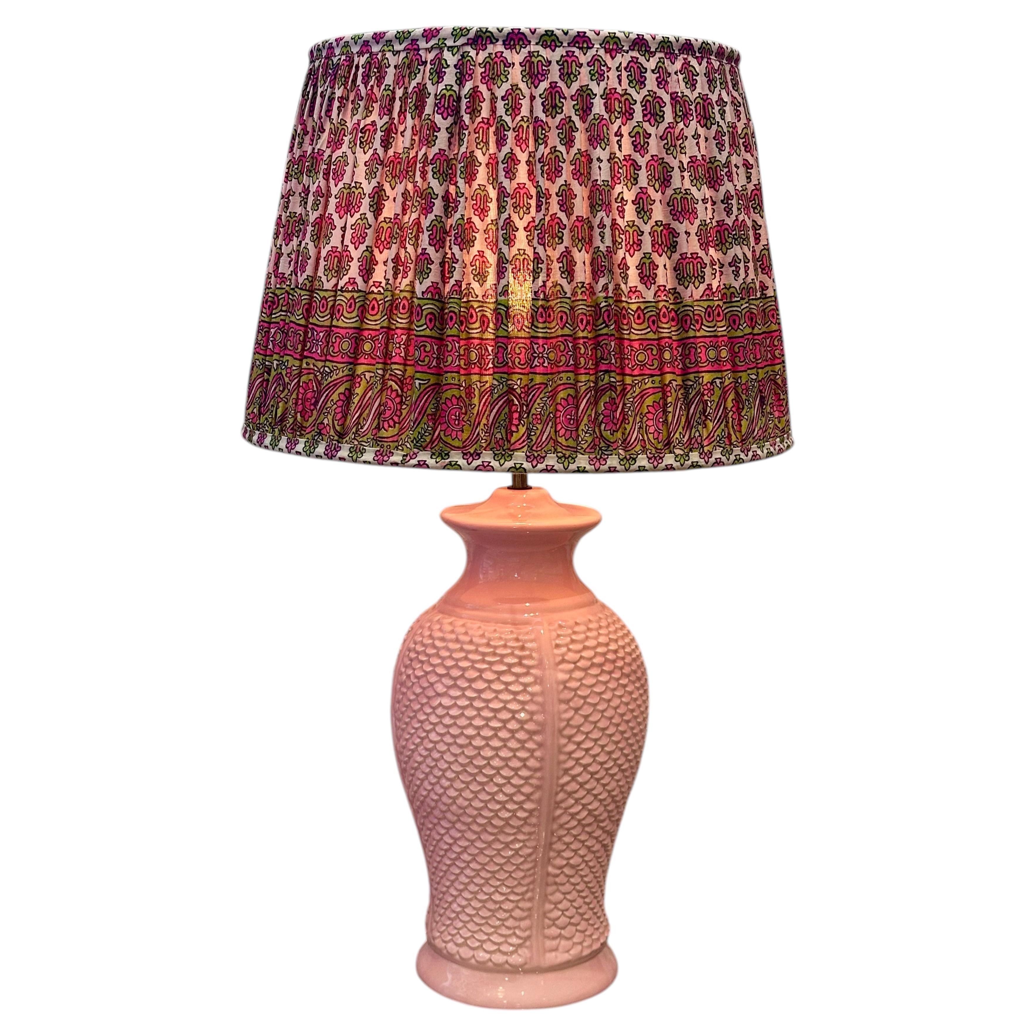 Casa Pupo Pink Glazed Fish Scale Ceramic Table Lamp Base, Late 20th Century