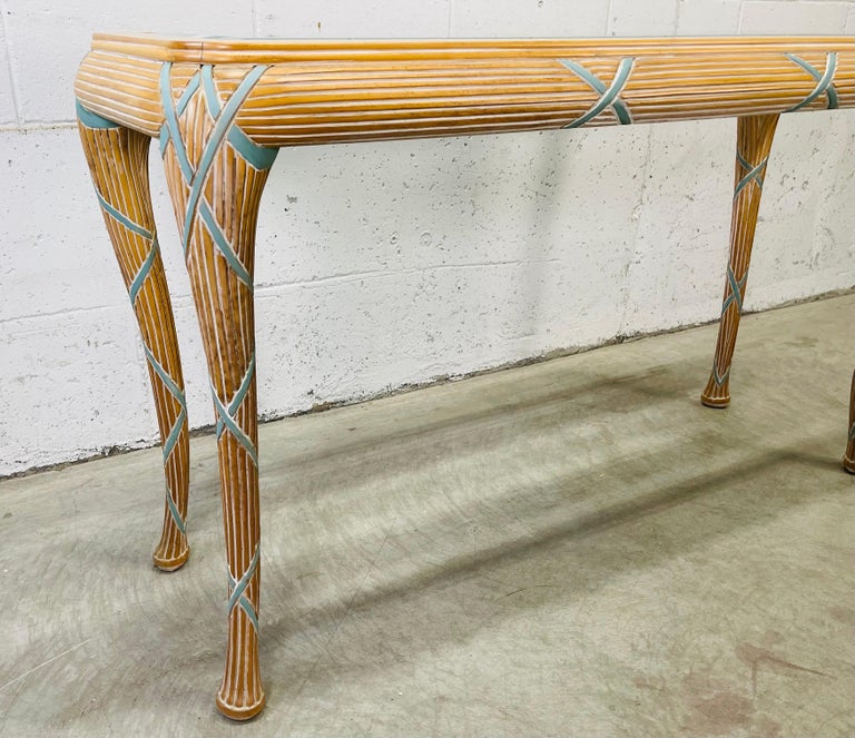 Casa Stradivari Hand Carved Banded Sheaths of Wheat Console Table In Good Condition For Sale In Amherst, NH