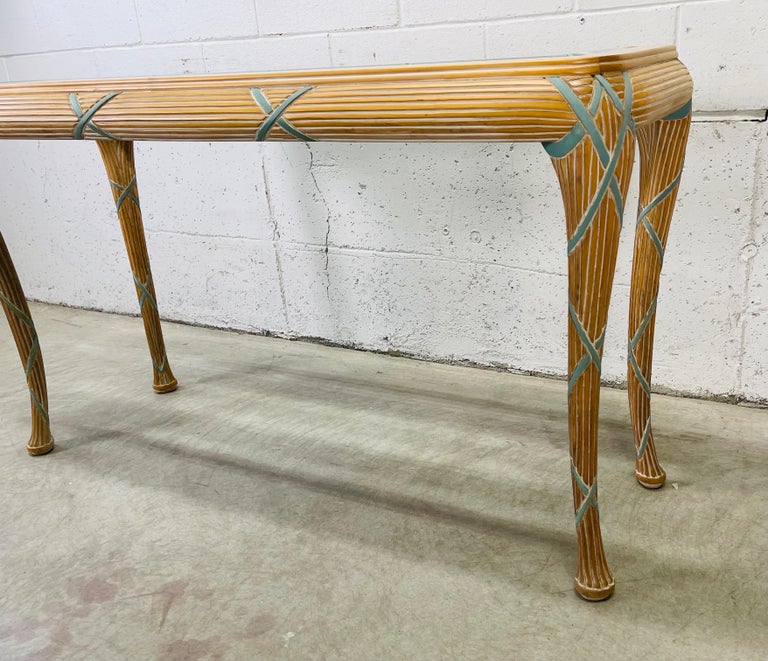 20th Century Casa Stradivari Hand Carved Banded Sheaths of Wheat Console Table For Sale