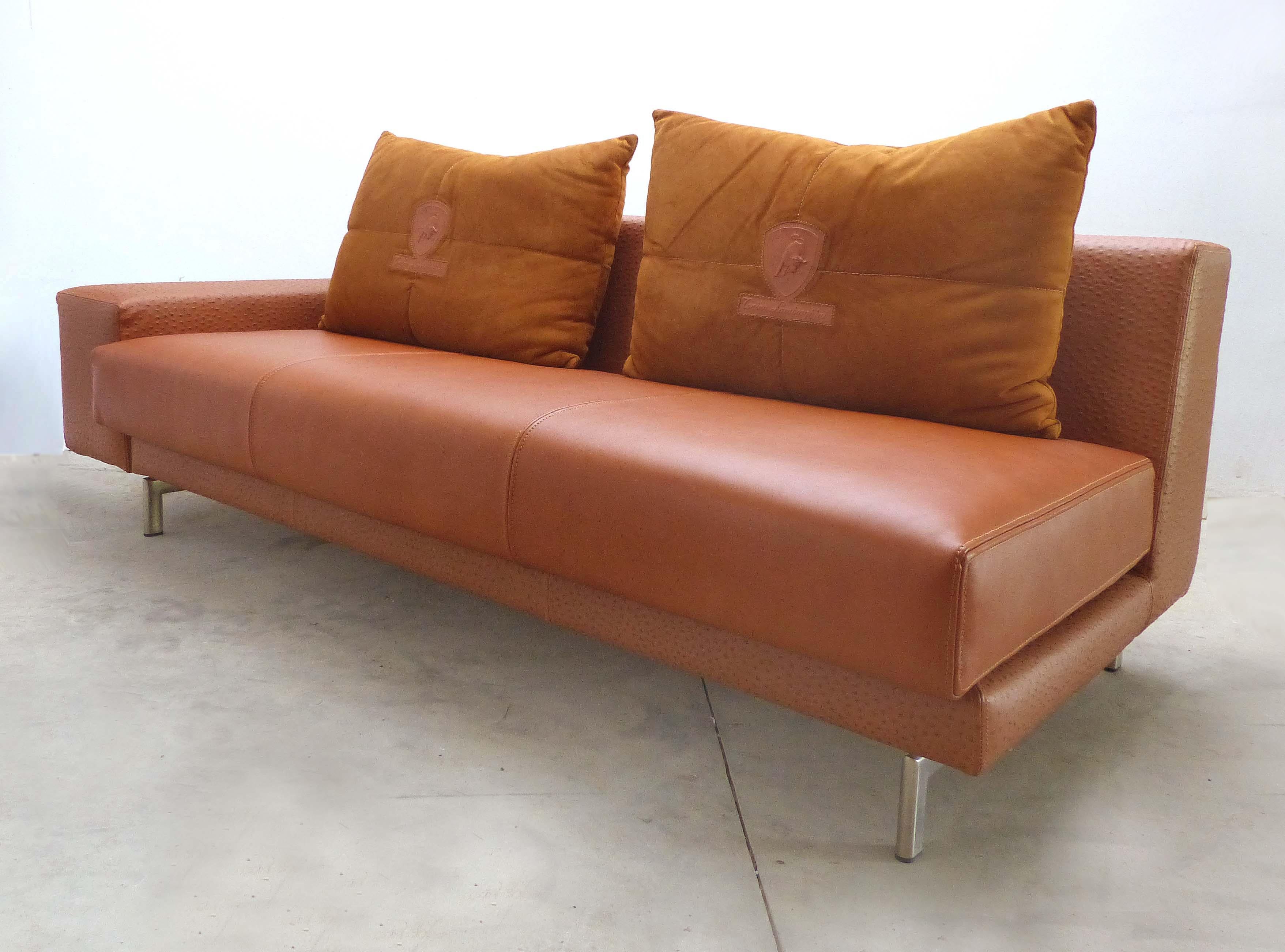 Casa Tonino Lamborghini Pilot Collection Sofa in Leather, Ostrich and Suede 1