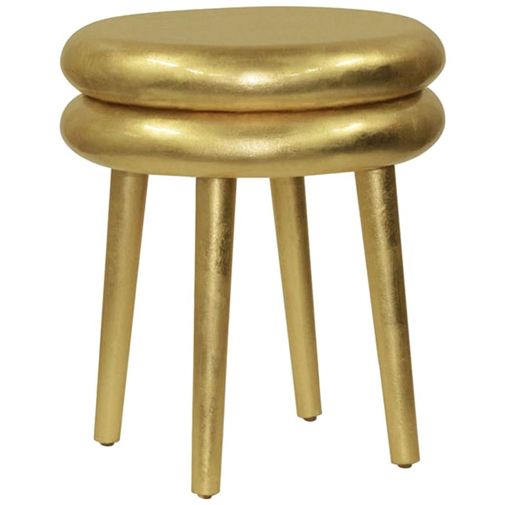 Casablanca Accent Table in Hand-Gilded Gold Leaf by Innova Luxuxy Group For Sale