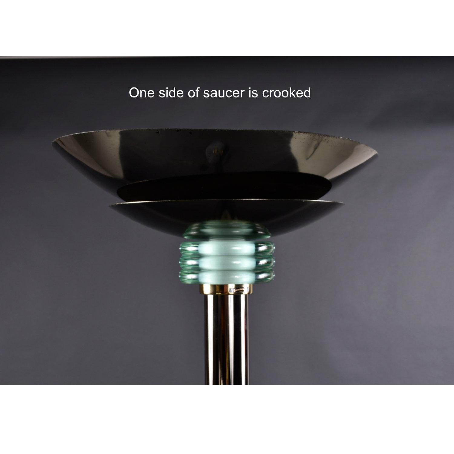 Metal Casablanca Black and Green Glass Collar Saucer Dimming Torchiere Floor Lamp