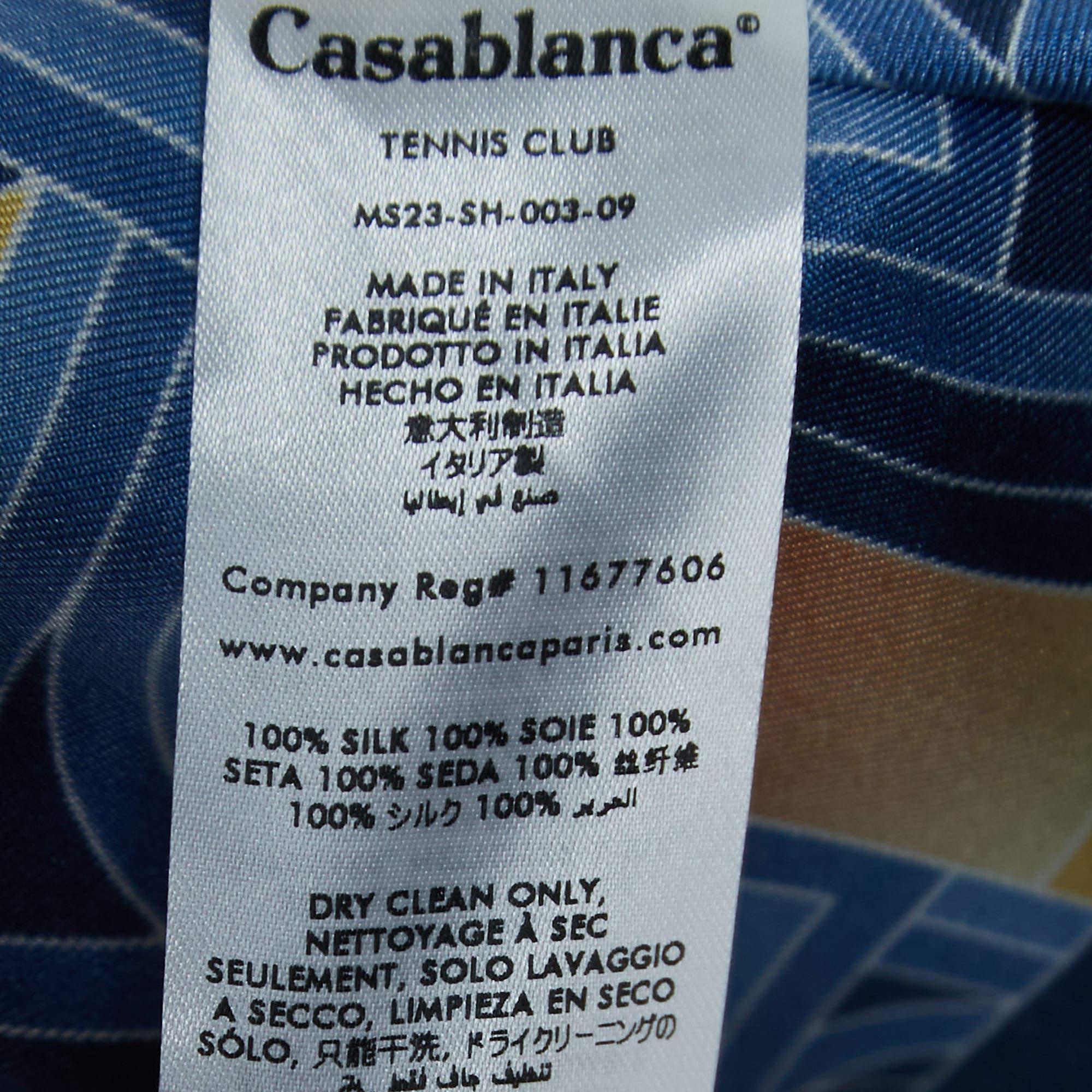 Gray Casablanca Blue L'arche de Nuit Silk Cuban Collar Shirt L