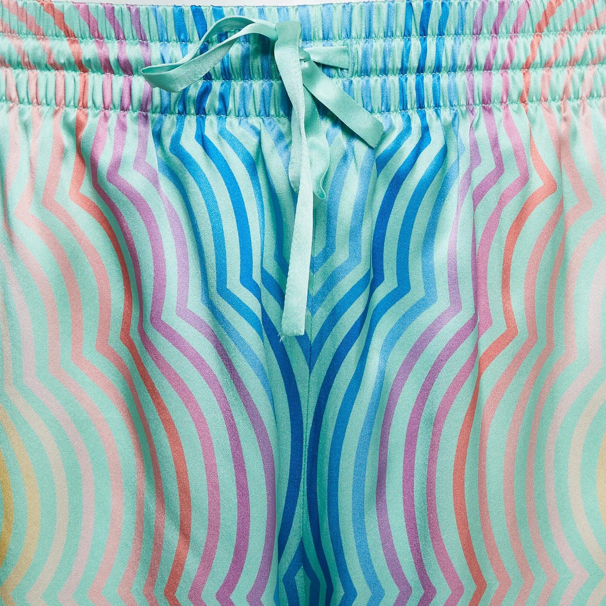 Bleu Casablanca Short Masao San en satin bleu imprimé en vente