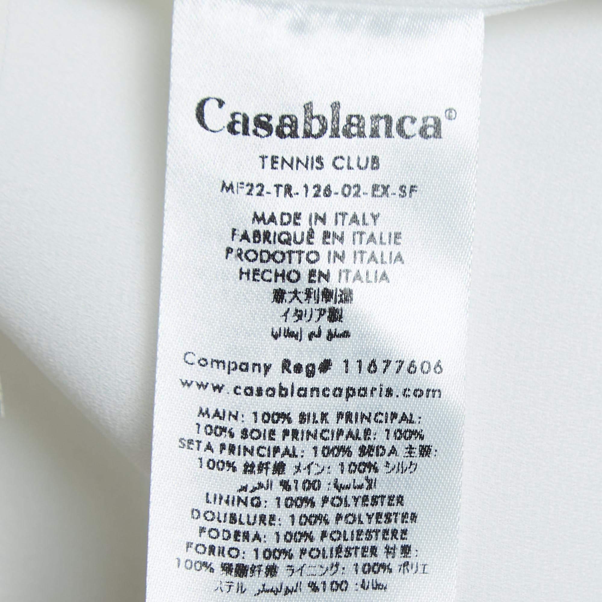 Casablanca Blaue bedruckte Tennisschläger aus Satin und Seide aus Seide L Herren im Angebot