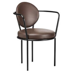 Casablanca-Stuhl, schwarzer Gestell mit dunkelbraunem Leder