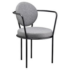 Chaise Casablanca, cadre noir avec tissu en pierre