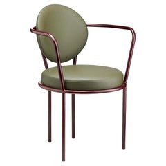 Casablanca-Stuhl, roter Rahmen mit Moosleder