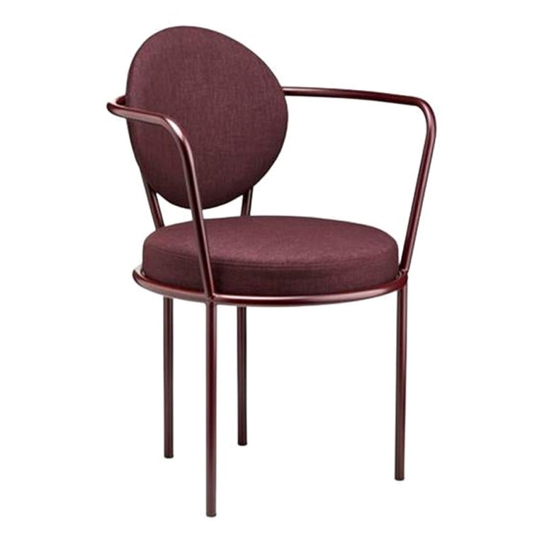 Chaise Casablanca, cadre rouge avec tissu prune