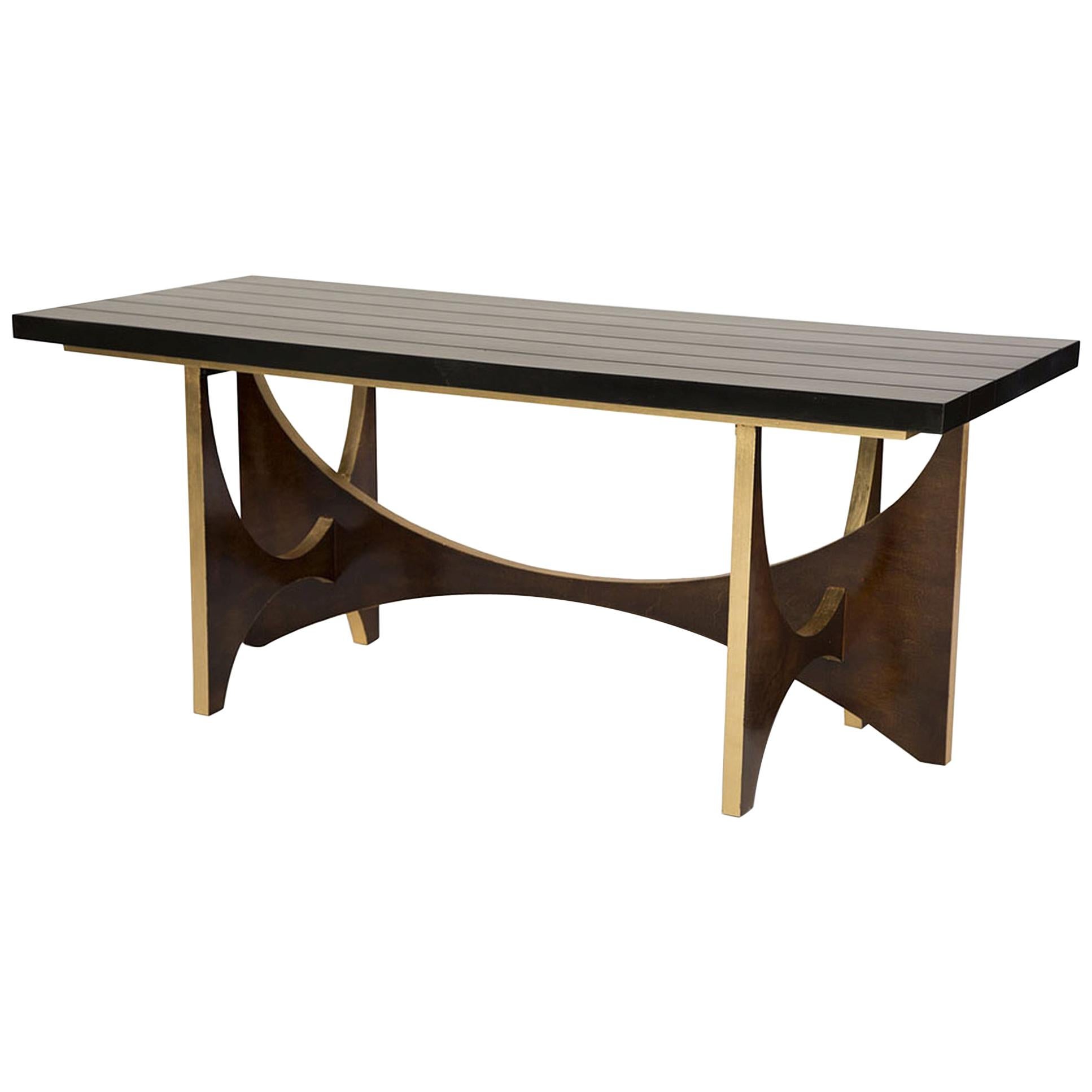 Casablanca Desk in Chocolate and Gold Leaf by Innova Luxuxy Group For Sale
