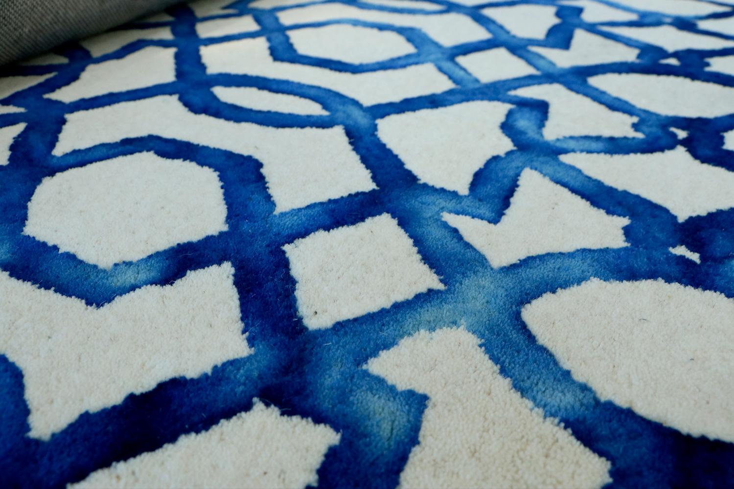 Indien Tapis Contemporary Modernity Laine de Nouvelle-Zélande par Deanna Comellini 140x200 cm en vente