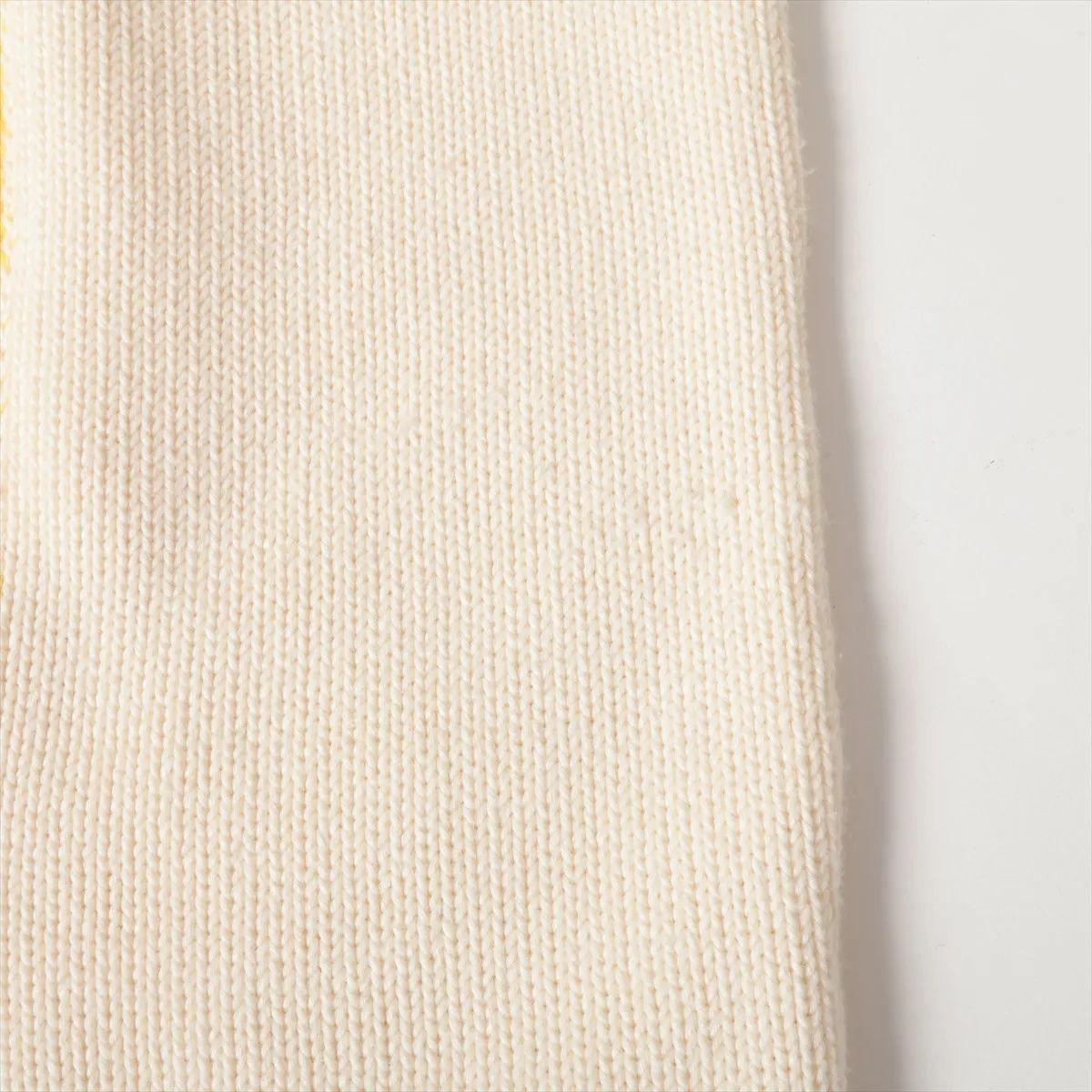 Casablanca Logo Cotton Knit Sweater Ivory x Yellow For Sale 6
