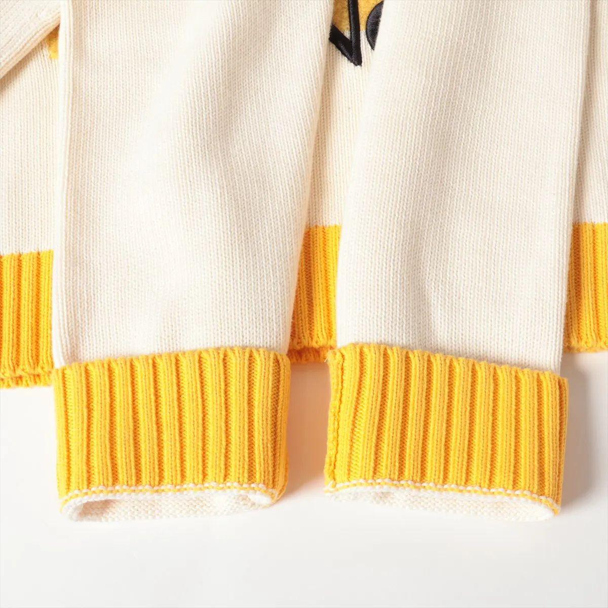 Casablanca Logo Cotton Knit Sweater Ivory x Yellow For Sale 7