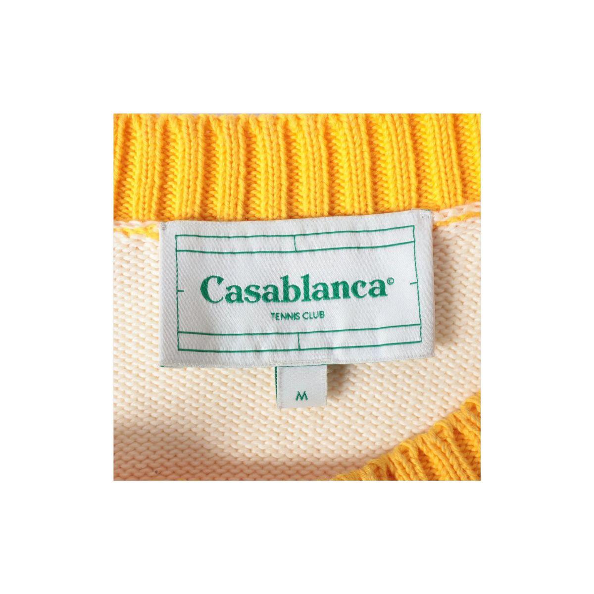 Casablanca Logo Cotton Knit Sweater Ivory x Yellow For Sale 1