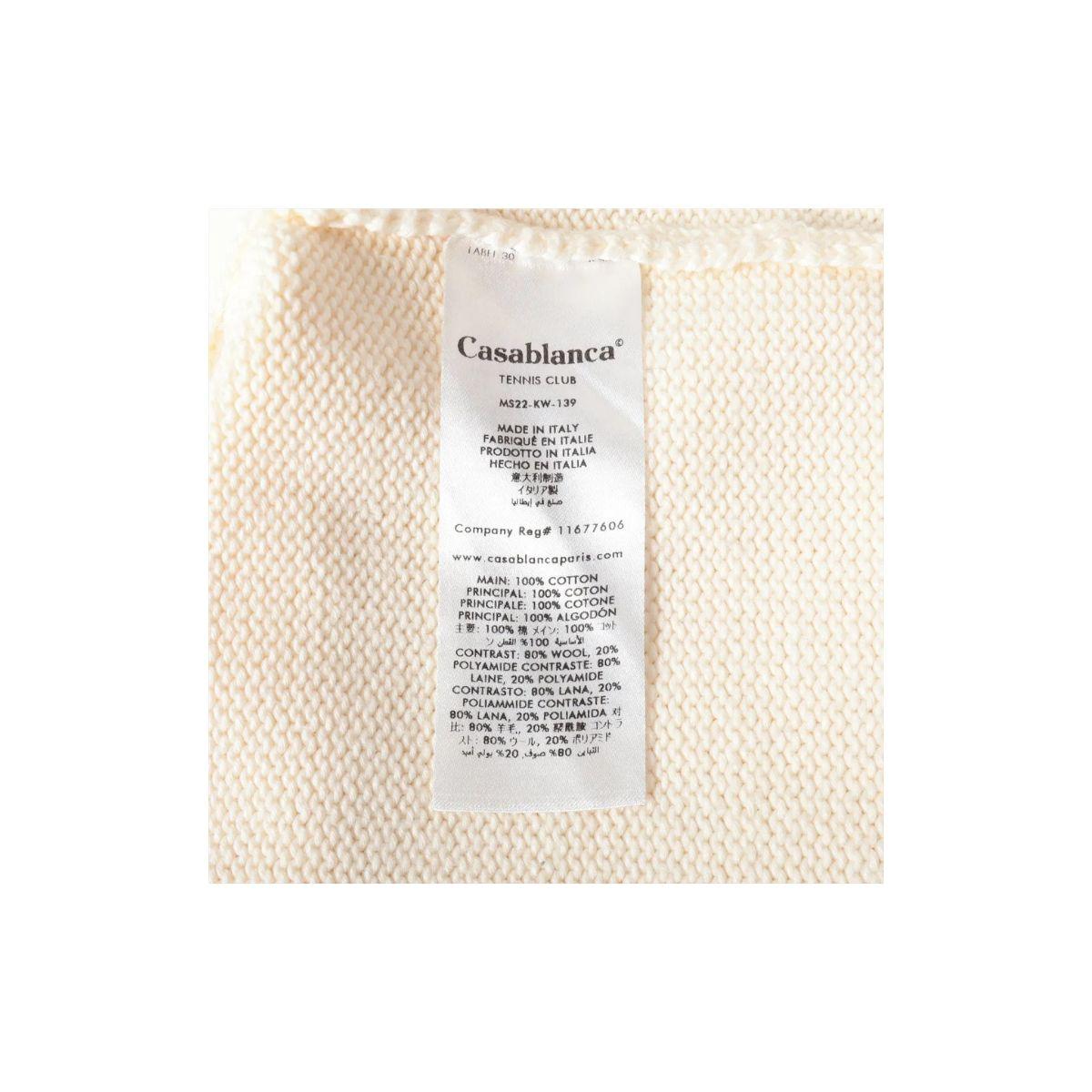 Casablanca Logo Cotton Knit Sweater Ivory x Yellow For Sale 2