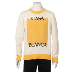 Casablanca Logo Cotton Knit Sweater Ivory x Yellow