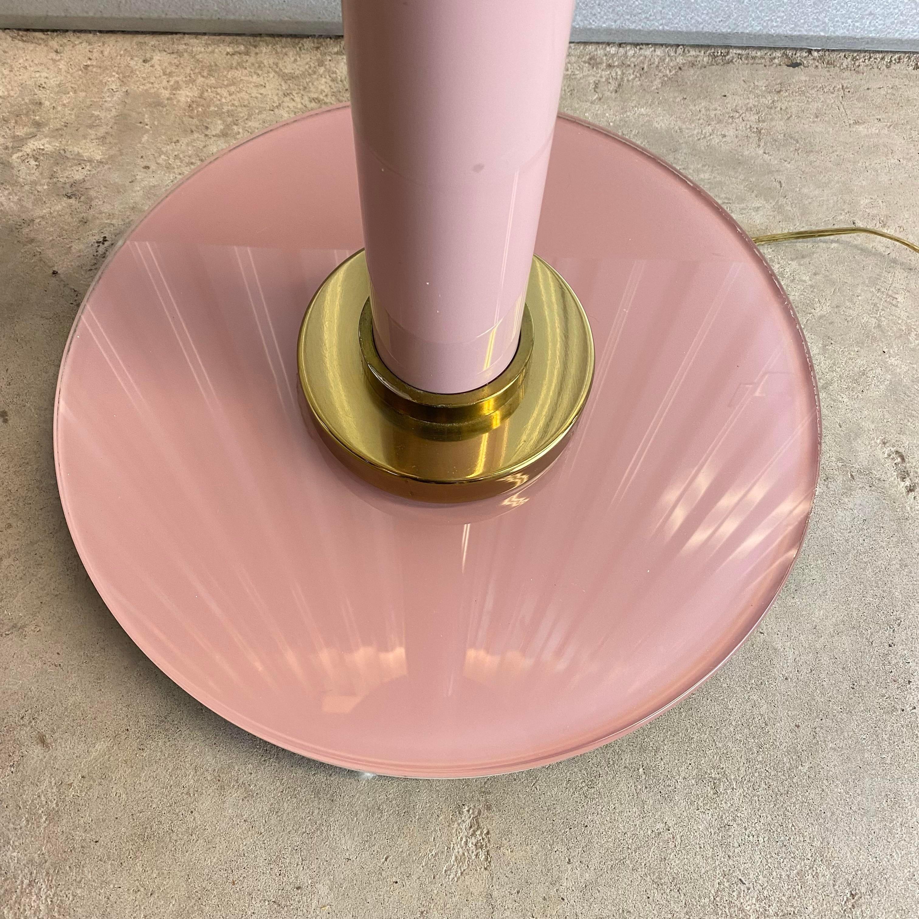 Casablanca Mauve Glass and Metal Floor Lamp With Marble Base For Sale 4