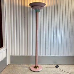 Casablanca Mauve Glass and Metal Floor Lamp With Marble Base