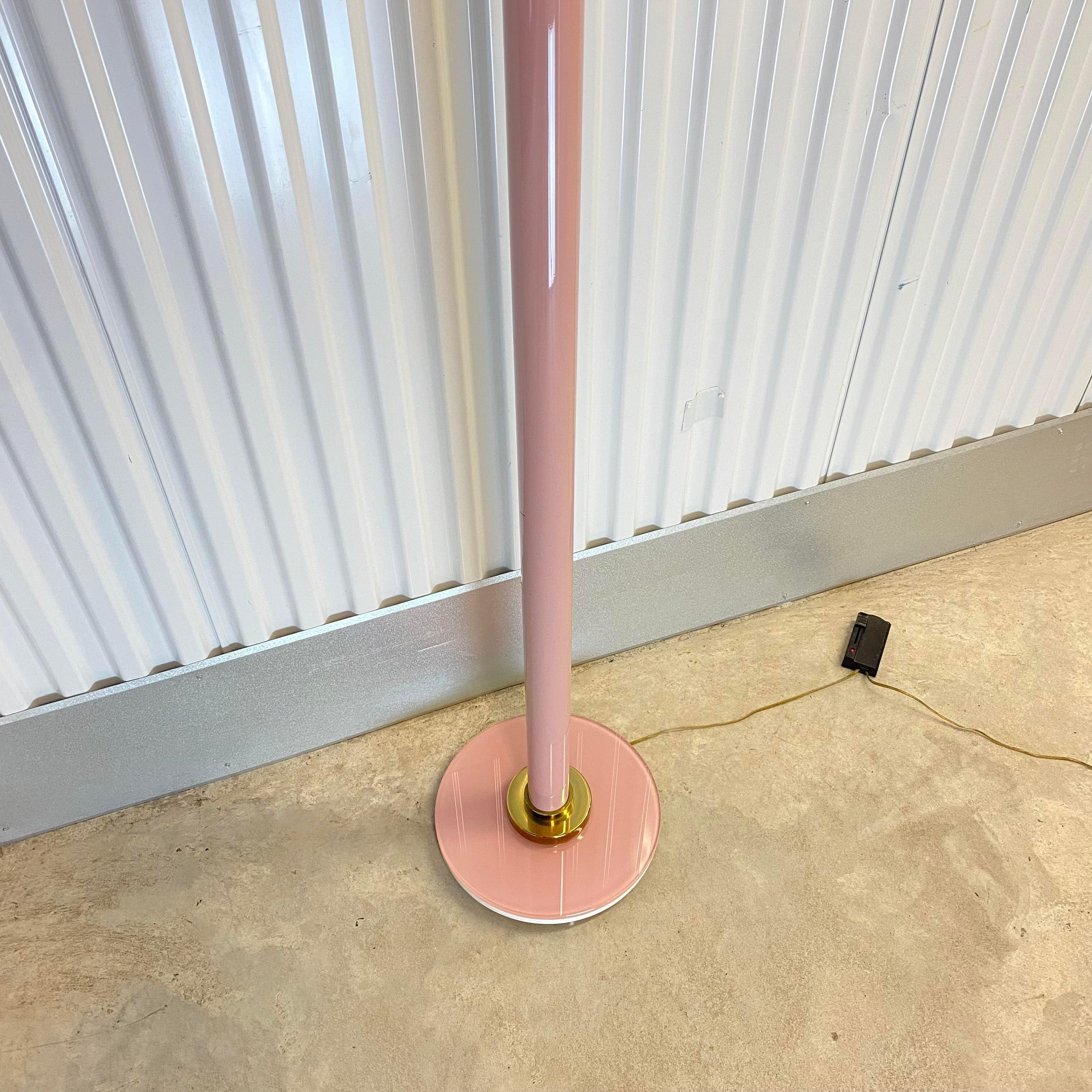 Casablanca Mauve Glass and Metal Floor Lamp With Marble Base In Good Condition For Sale In Westfield, NJ