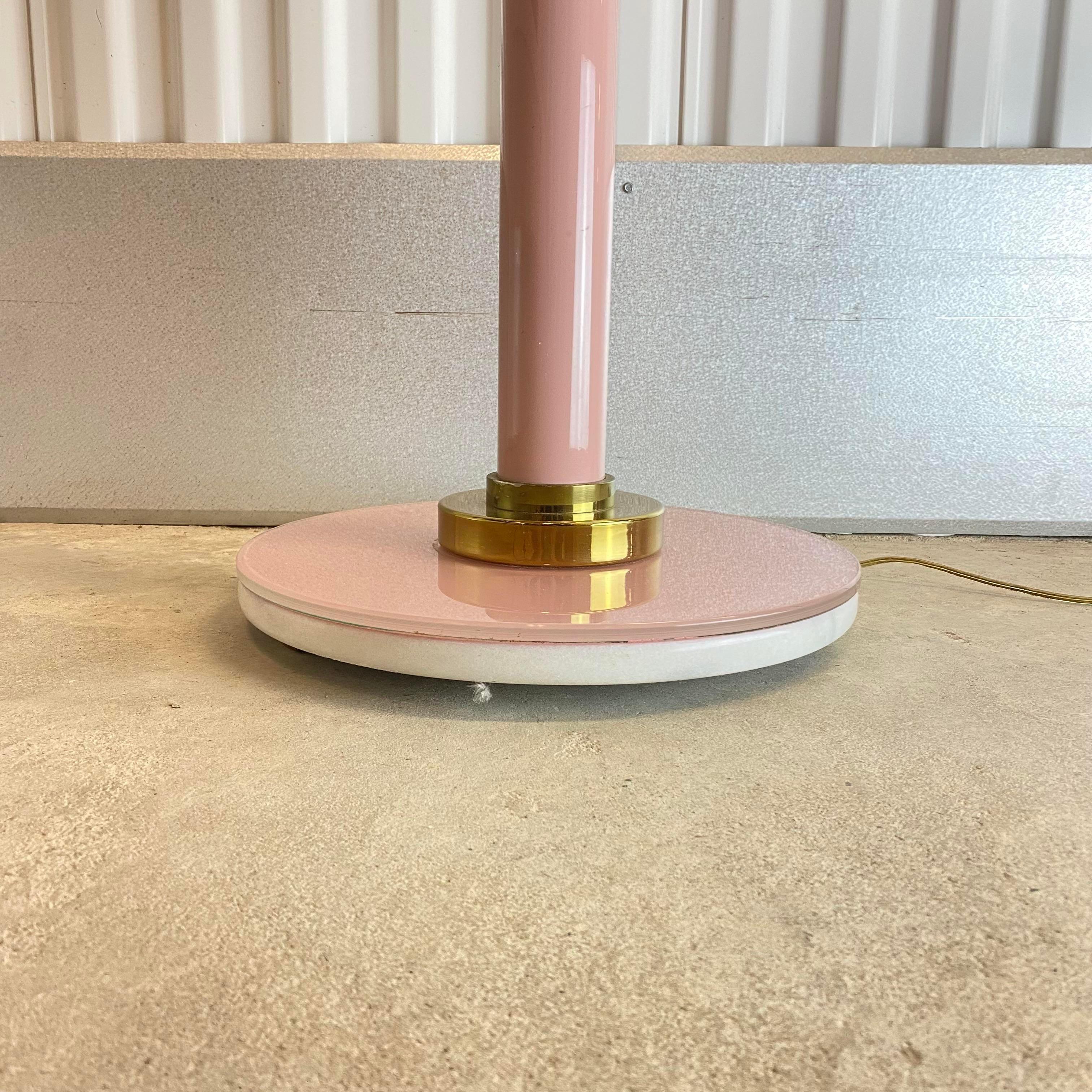 Casablanca Mauve Glass and Metal Floor Lamp With Marble Base For Sale 2