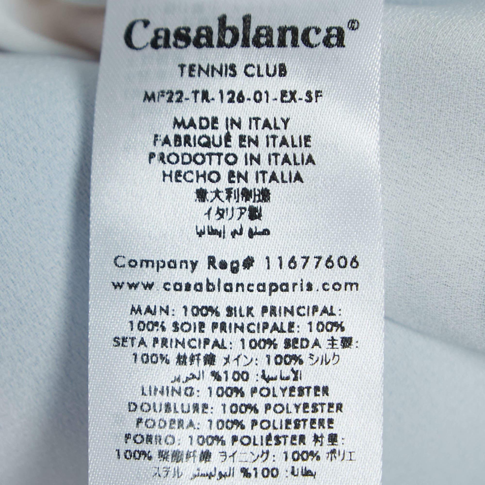 Casablanca Multicolor Logo Print Silk Drawstring Shorts L For Sale 1