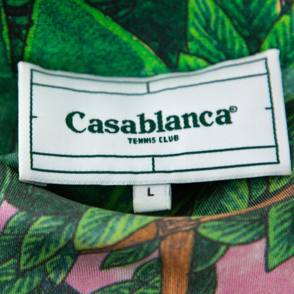 Men's Casablanca Multicolor Printed Silk Satin Button Front Shirt L