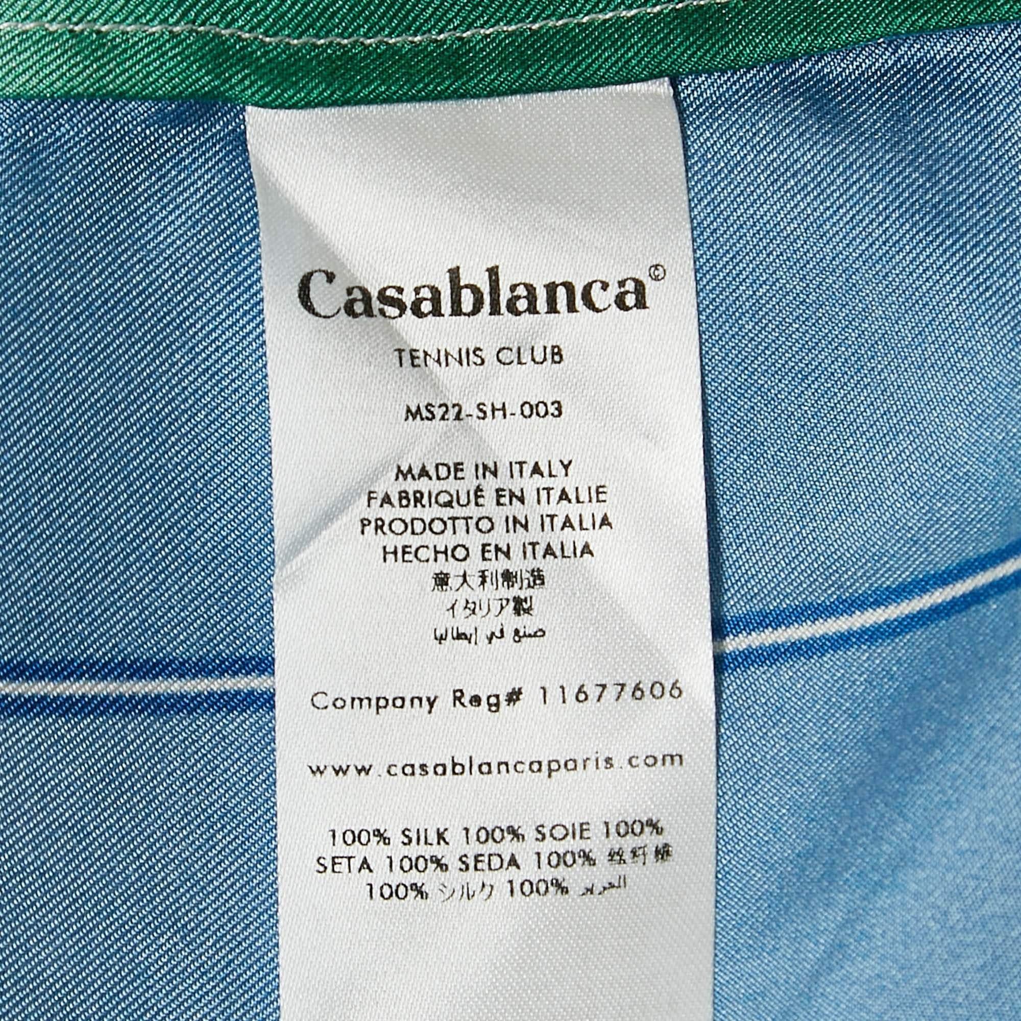 Men's Casablanca Multicolor Silk Reve De Tennis Short Sleeve Shirt S