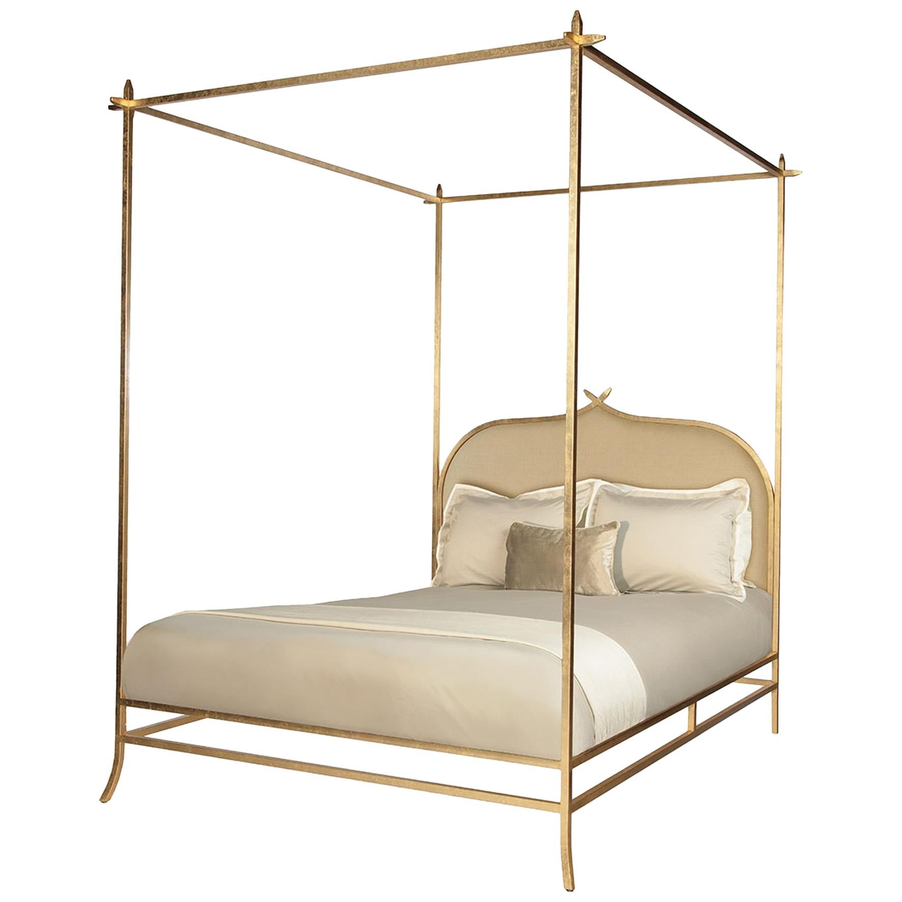 Casablanca Poster King Bed with Gold Leaf Frame by Innova Luxuxy Group For Sale