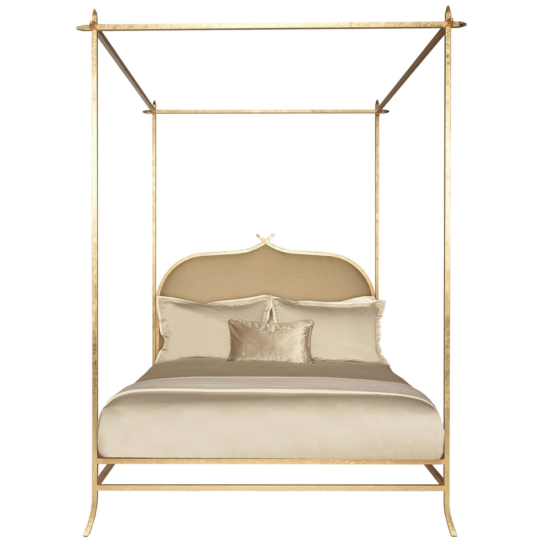 Casablanca Poster Queen Bed with Gold Leaf Frame by Innova Luxuxy Group For Sale