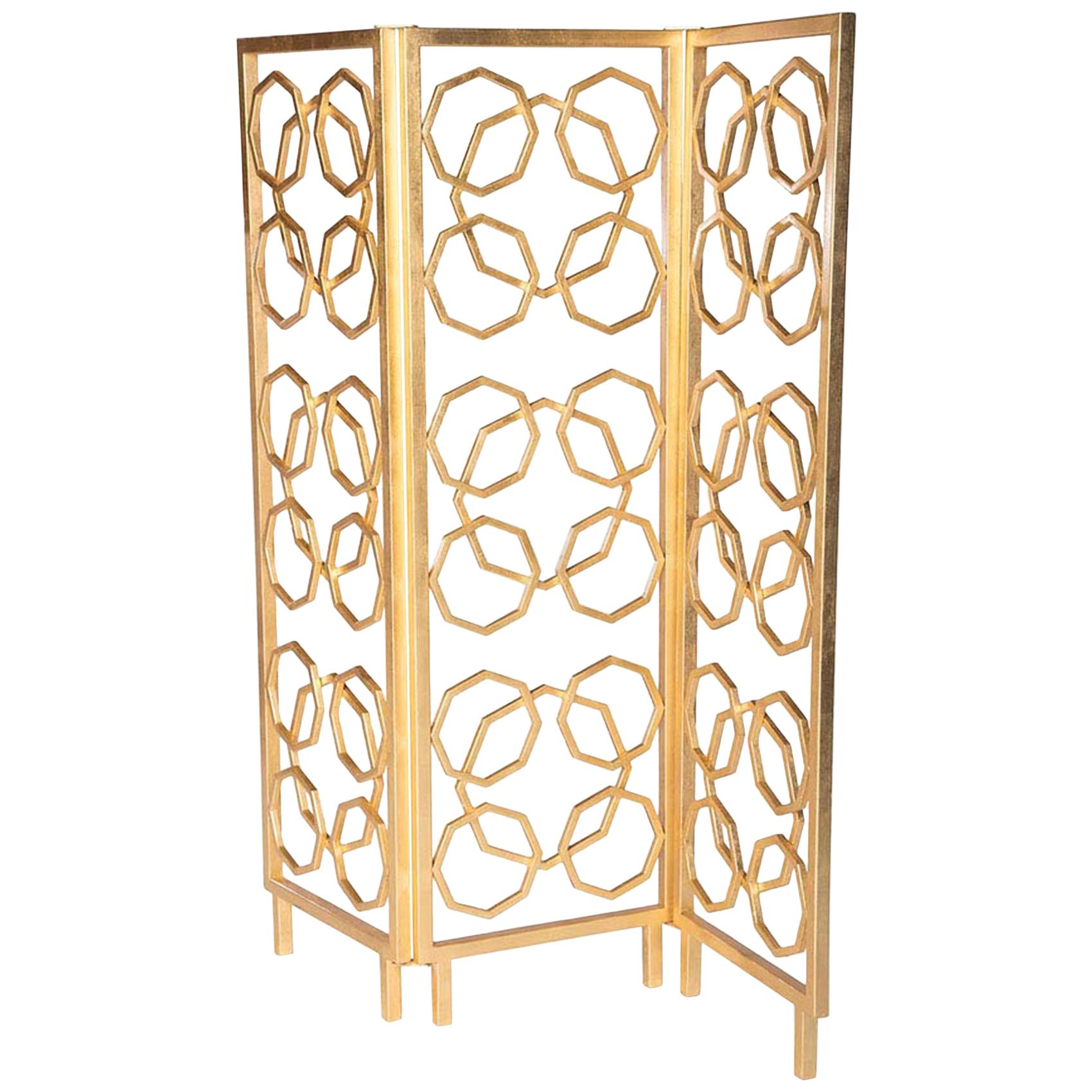 Casablanca Room Screen in Gold by Innova Luxuxy Group For Sale