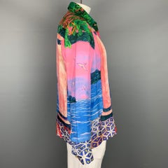 CASABLANCA Size L Multi-Color Print Silk Button Up Long Sleeve Shirt