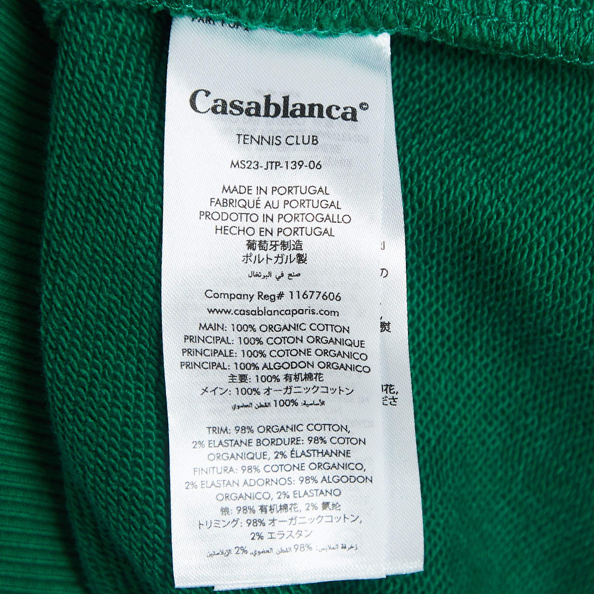 Casablanca Tennis Club Green Logo Print Organic Cotton Hoodie L 1