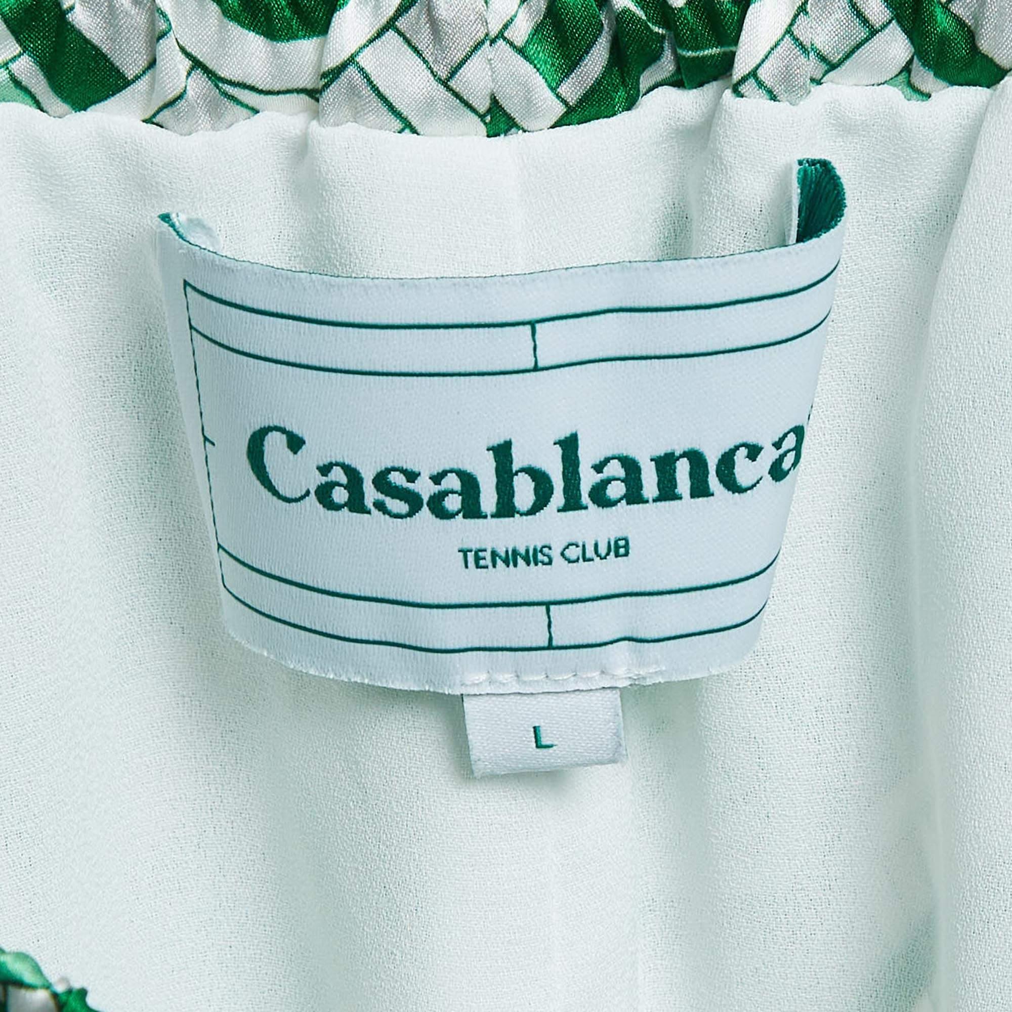 Verde Casablanca Tennis Club Greene & Greene Greene Print Silk Shorts L. in vendita