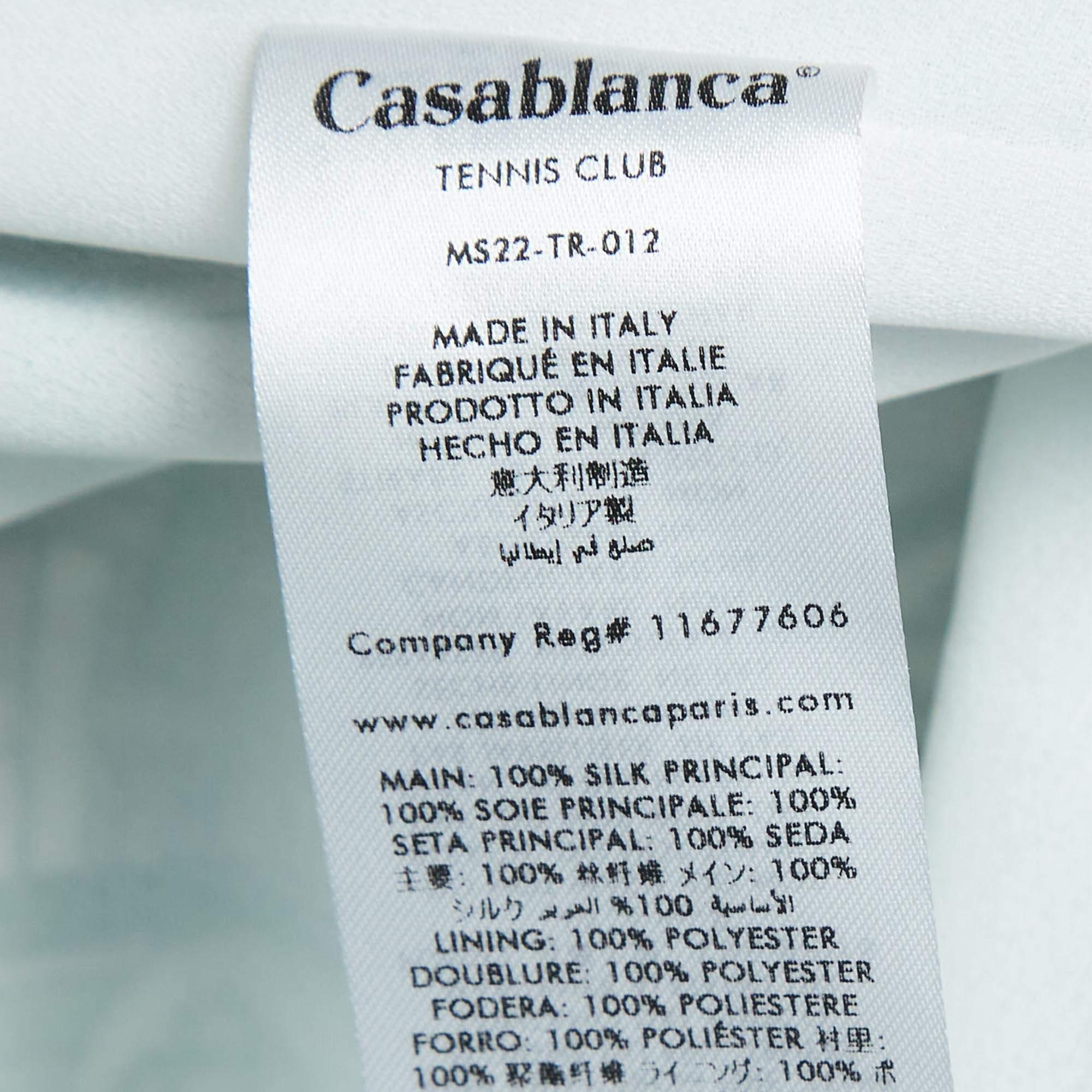 Casablanca Tennis Club Greene & Greene Greene Print Silk Shorts L. In condizioni buone in vendita a Dubai, Al Qouz 2