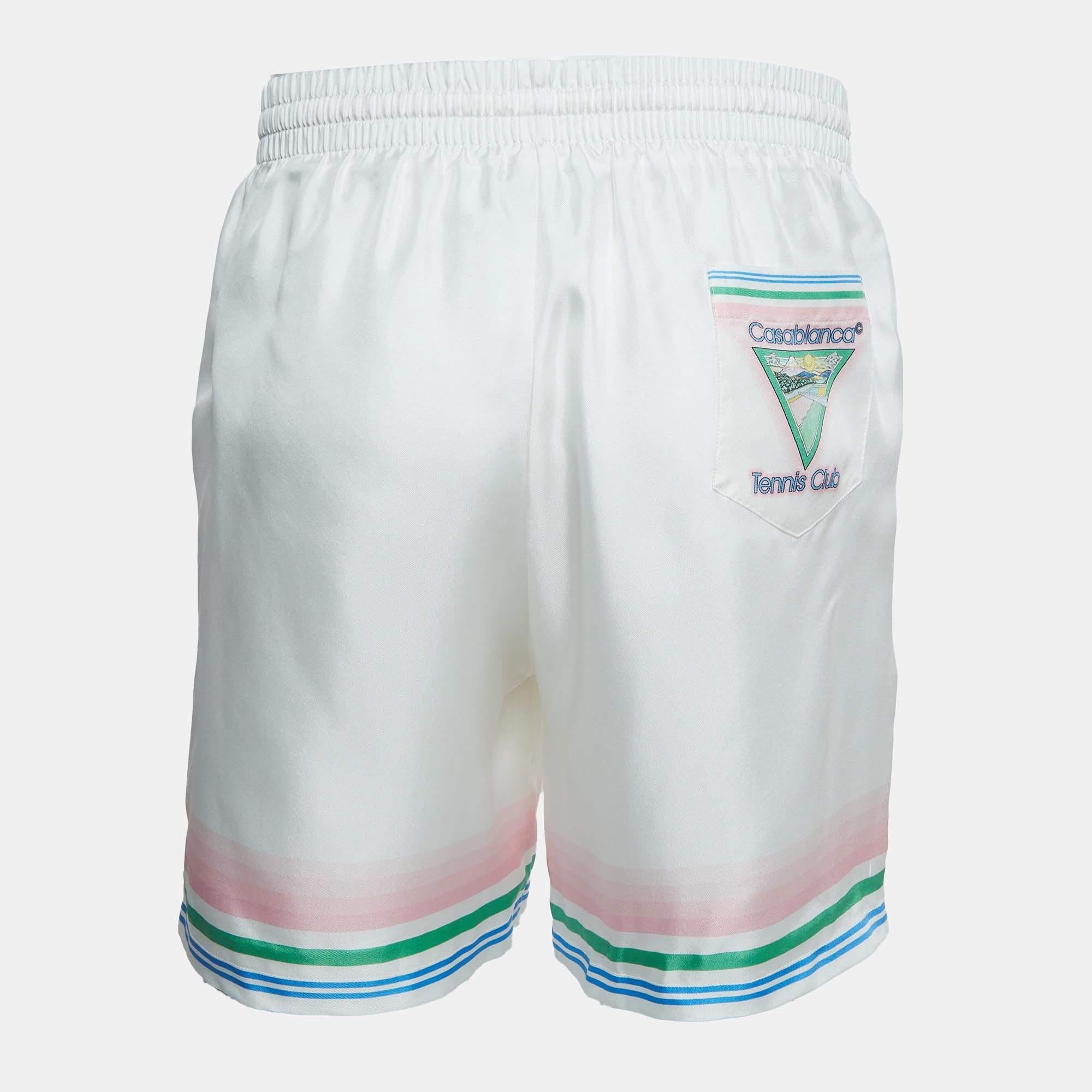 Casablanca ti offre l'aggiunta perfetta di cui hai bisogno in questa stagione: questi pantaloncini. È stato realizzato in seta e impreziosito da stampe.