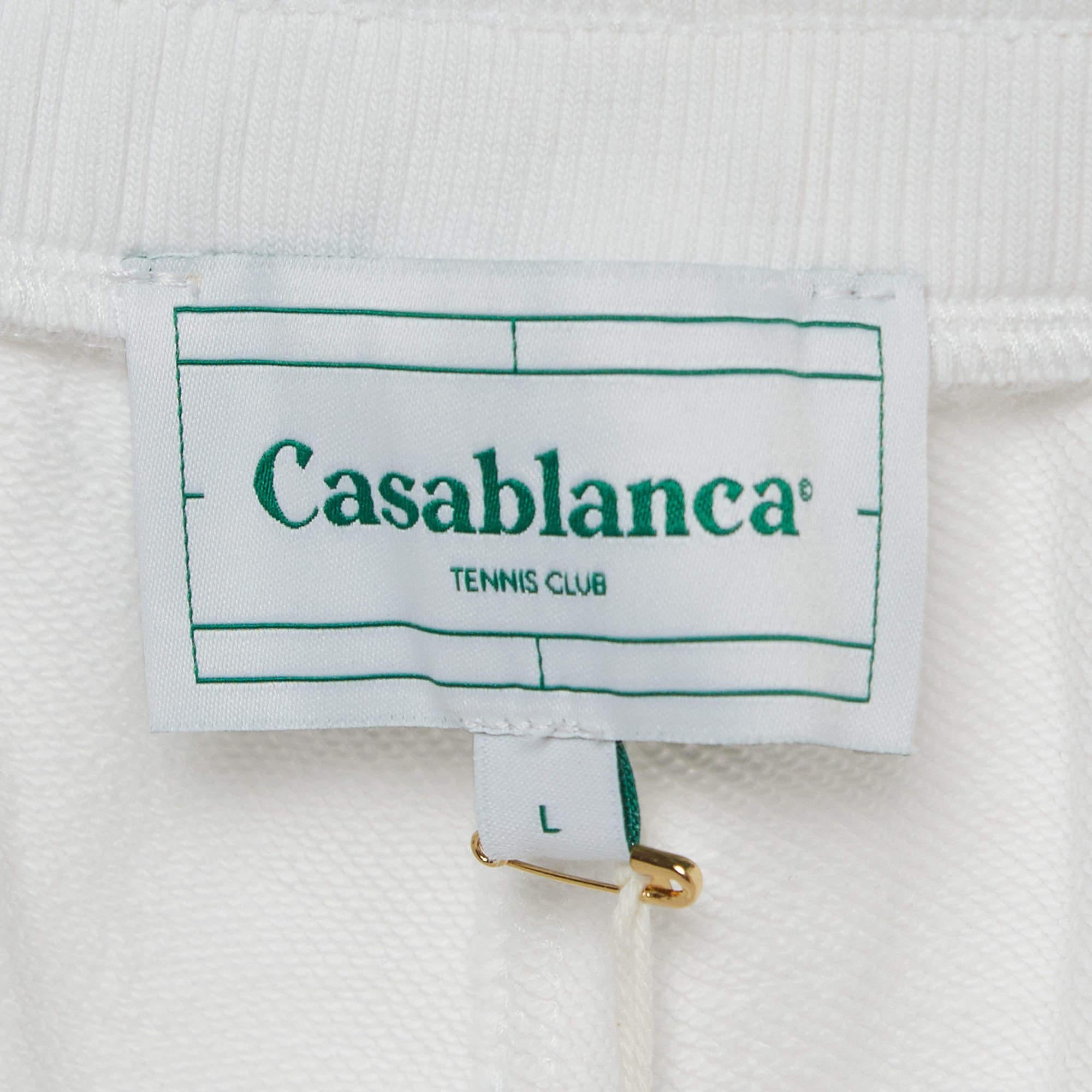 Casablanca White 3D Logo Print Cotton Drawstring Sweatshorts L For Sale 3