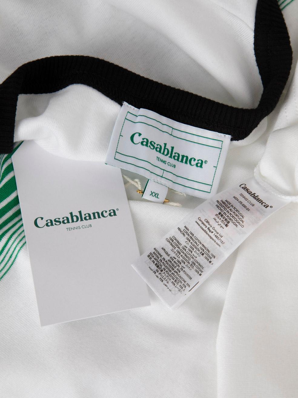 Casablanca White Logo Detail Striped T-Shirt Size XXL For Sale 1