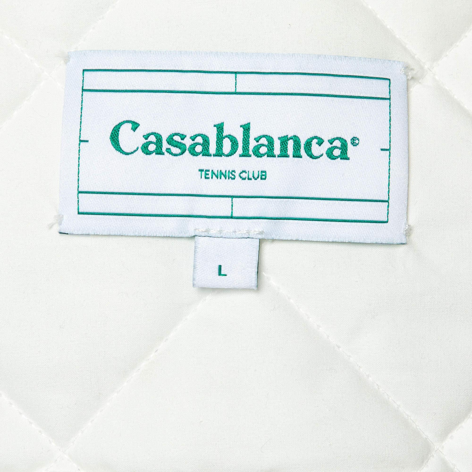 Casablanca Weiß bedruckte Stain Le Vol Ideal gesteppte Jagdjacke L im Zustand „Hervorragend“ im Angebot in Dubai, Al Qouz 2