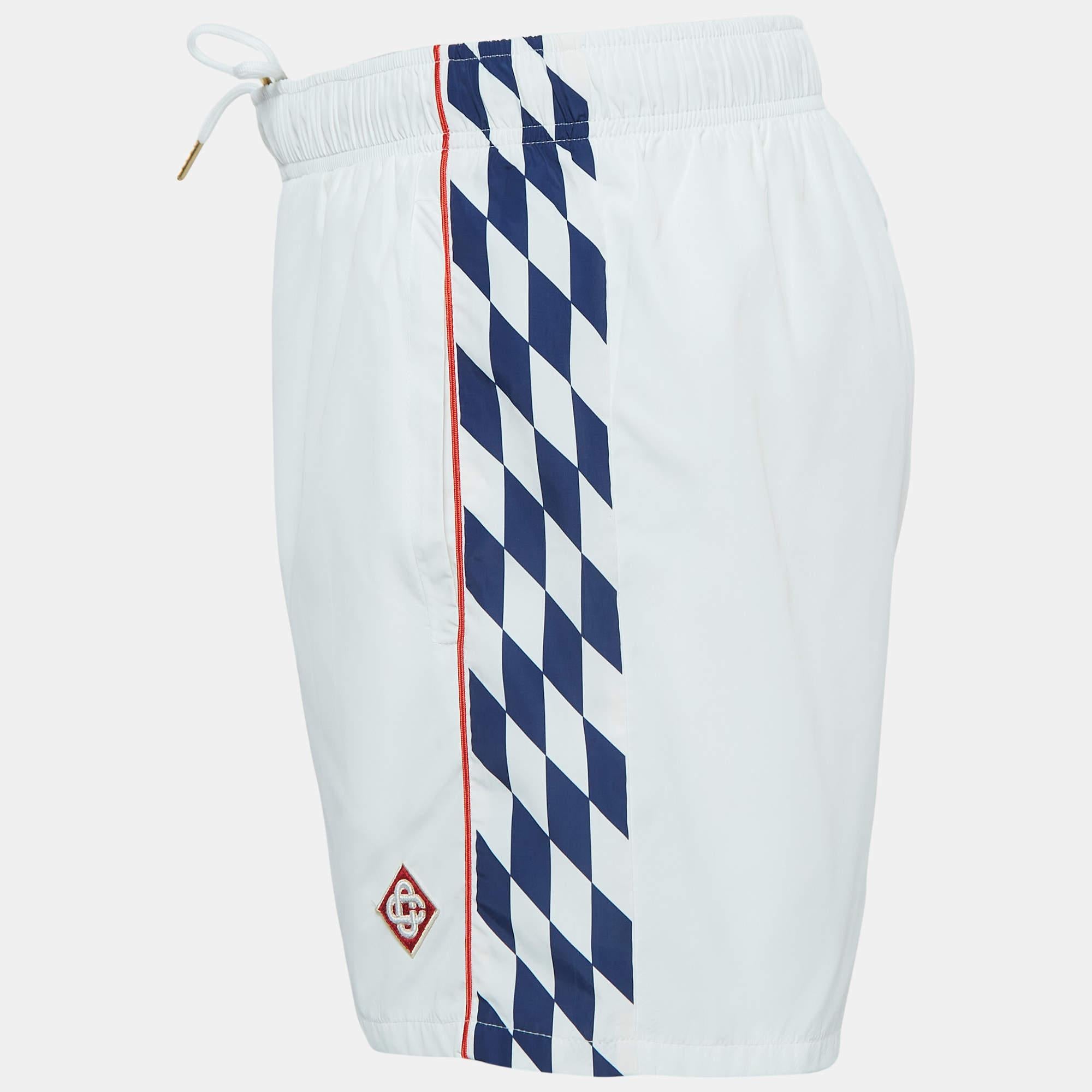 Casablanca White Printed Synthetic Track Shorts L For Sale 2