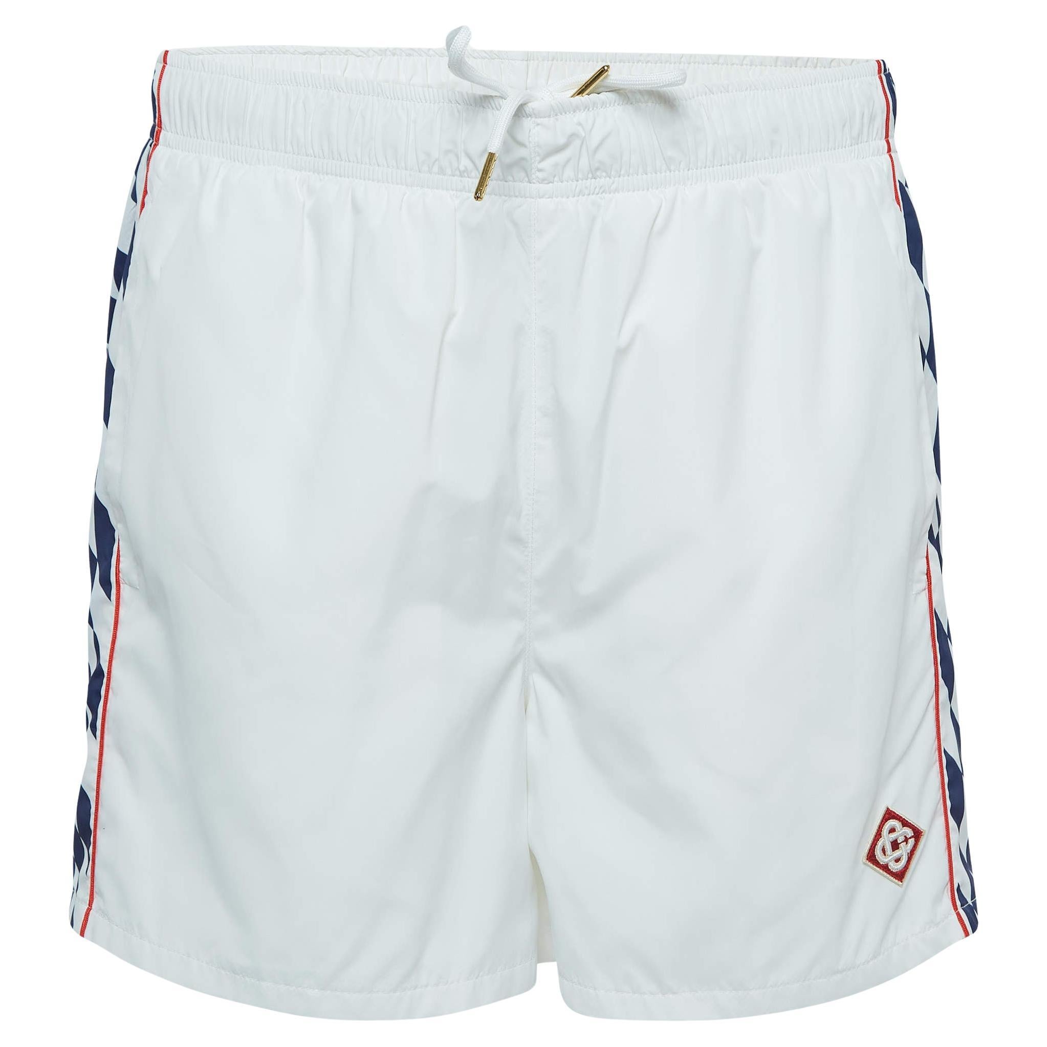 Casablanca White Printed Synthetic Track Shorts L For Sale