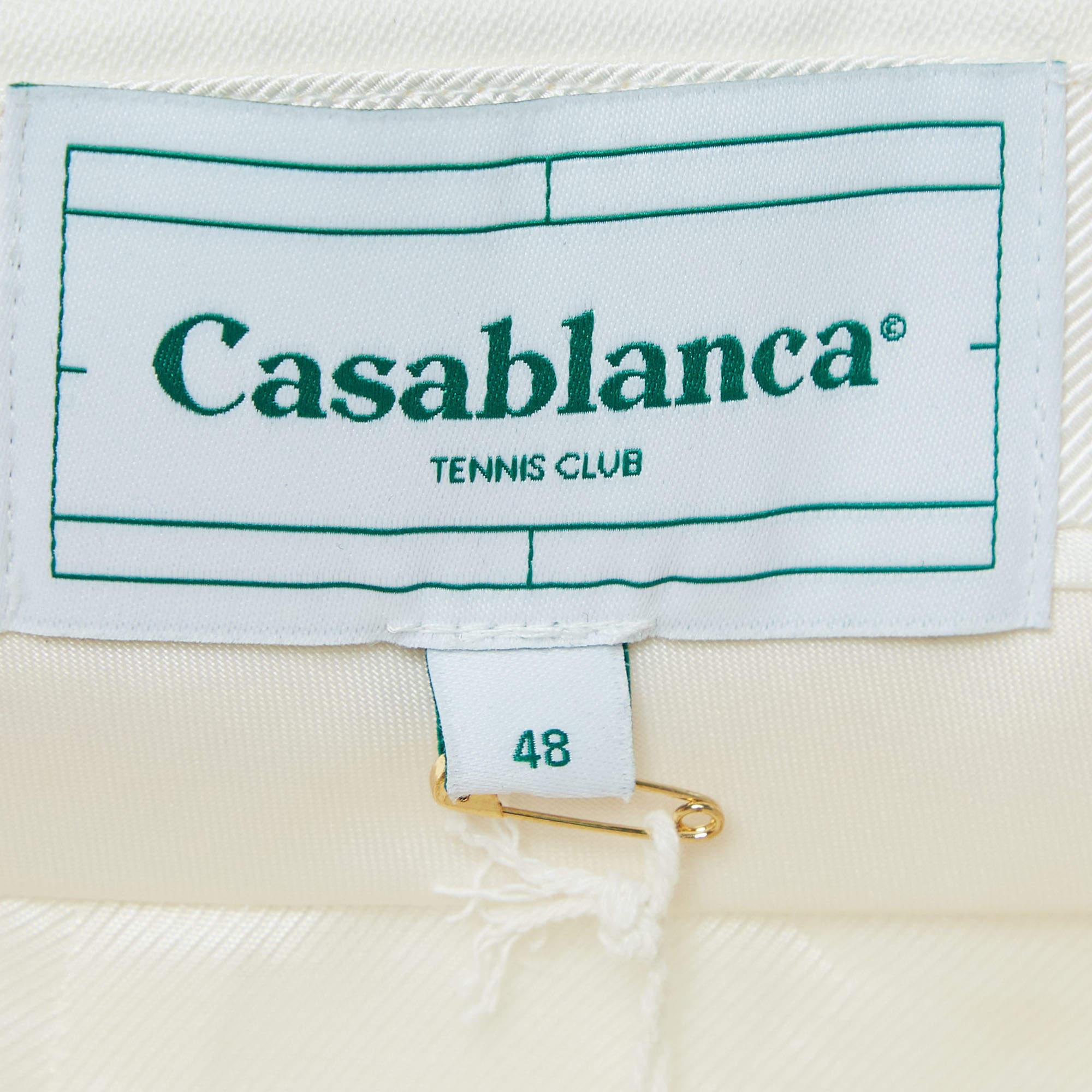 Casablanca White Wool Gabardine Bermuda Shorts M In New Condition In Dubai, Al Qouz 2