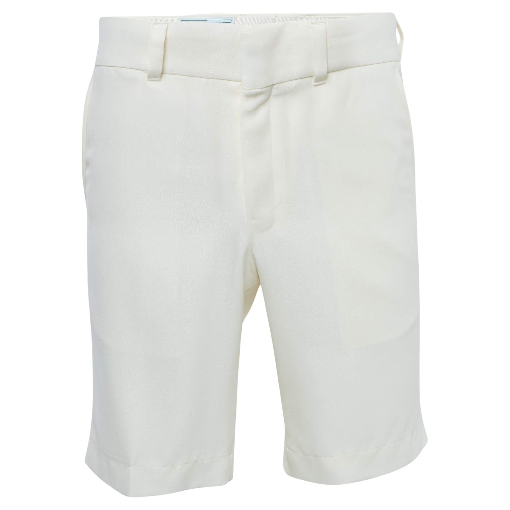 Casablanca White Wool Gabardine Bermuda Shorts M
