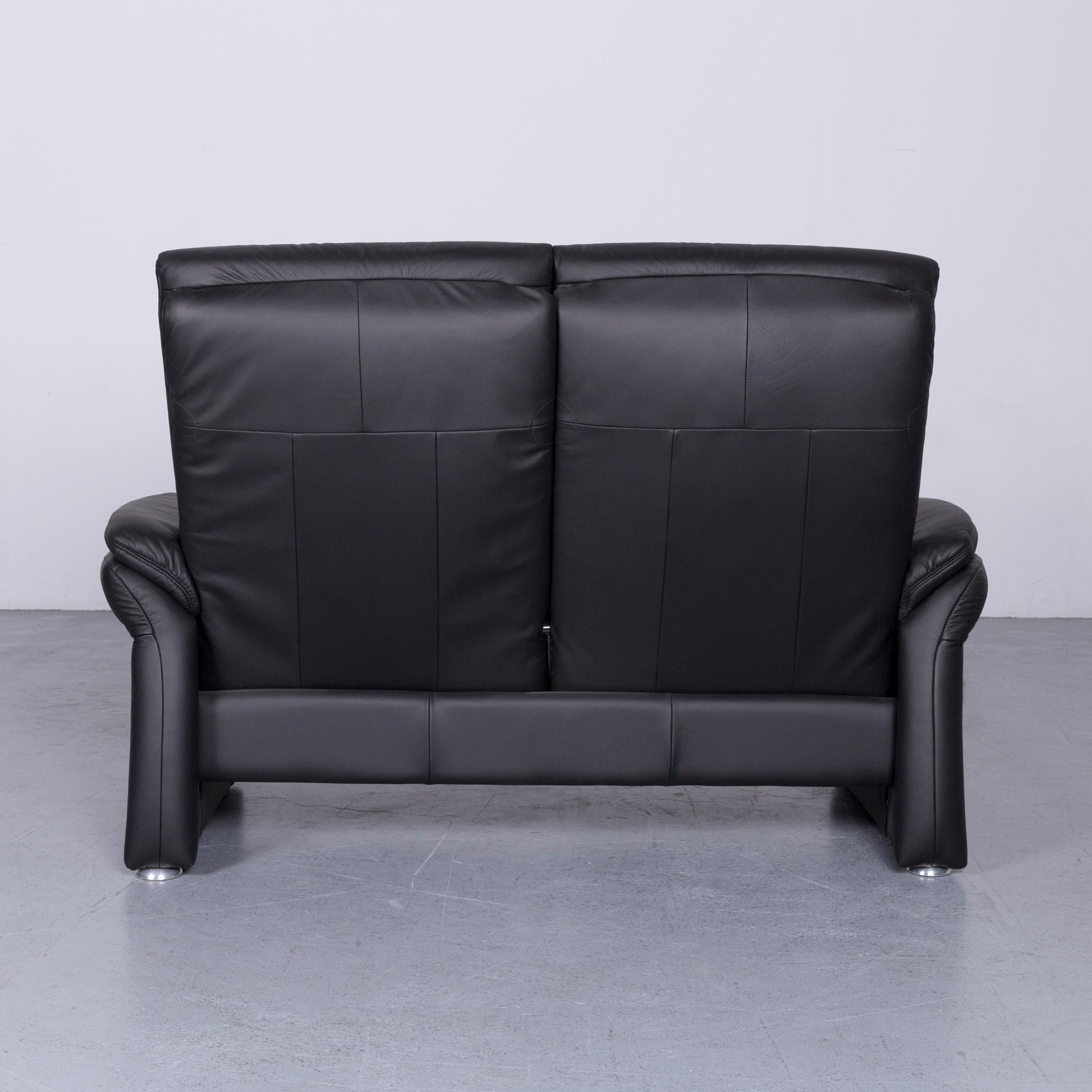 Casada Designer Leather Sofa Armchair Set Black Two-Seat Couch Recliner For Sale 7